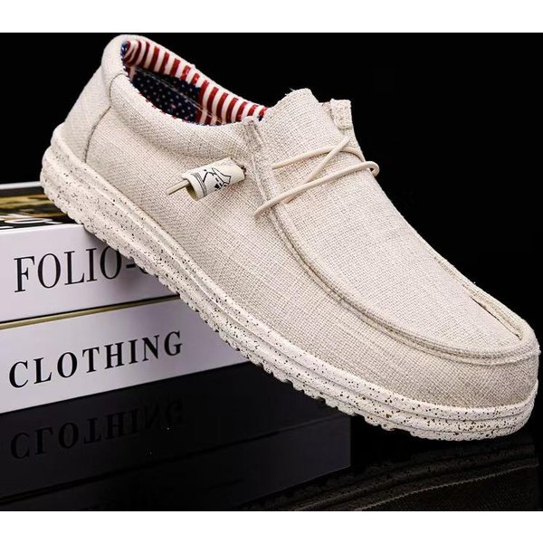Zapatillas Casuales Para Hombre Primavera Verano Transpirables Ligeras Zapatos De Lona Para Exterior Talla Grande Zapatos De Hombre Mocasines Para Caminar 39 White-image