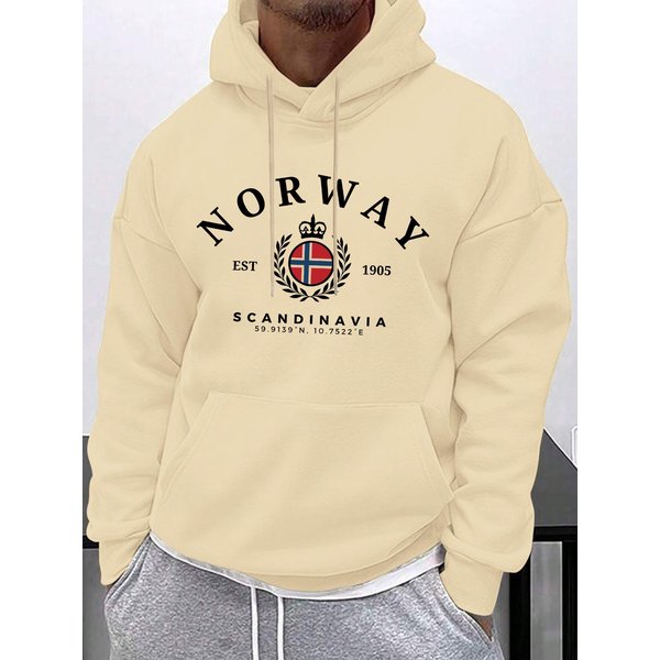 MęSka Bluza Z Kapturem Bluza Outdoorowa Uliczna Codzienna Sportowa Bieganie Pop LuźNy KróJ Jesień/Zima Top Dla DorosłYch 3XL Beige-image