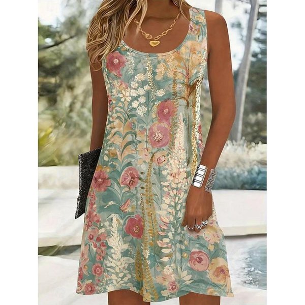 Damska Sukienka Bez RęKawóW Letnia Casual LuźNa Sukienka PlażOwa Elegancka Imprezowa Sukienka Midi MięKka Wygodna Codziennego UżYtku Vestidos 3XL Beige-image