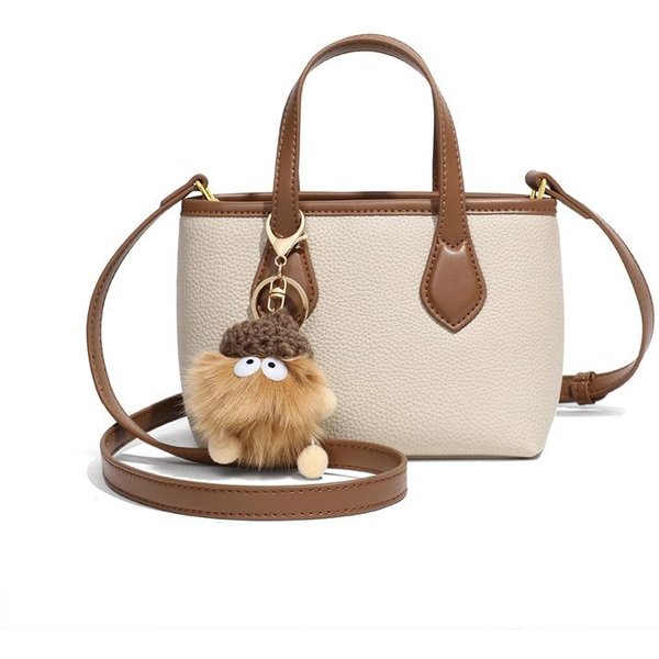 Bolso Bolso De Moda Bolso De Mujer Bolso Cruzado Bolso Cubo Primavera Y Verano Con Bolso Tote De Cuero De Lujo Ligero Beige-image