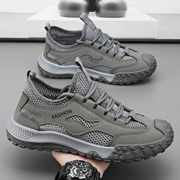 Zapatos De ProteccióN Laboral Zapatos De Hombre Verano Malla Transpirable Zapatos De Malla Hueca Zapatos Deportivos Antideslizantes Resistentes Al Desgaste Casuales Para Exterior Trabajo 43 Gray-image