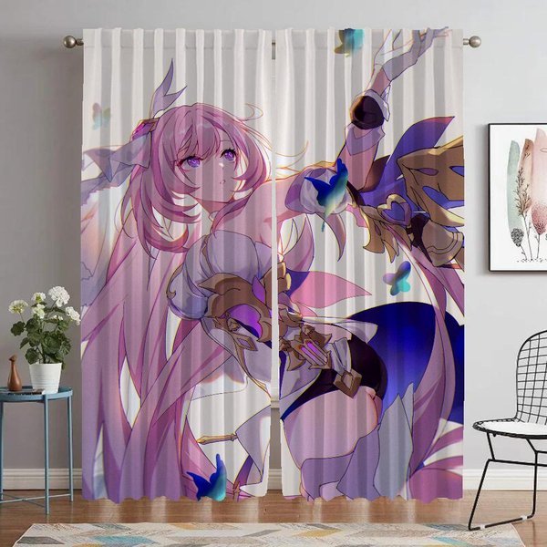 Honkai Impact3 Cortinas Para Sala De Estar Cortina Para HabitacióN 2 Paneles DecoracióN De Halloween Cortinas Para Interiores Del Hogar Cortinas Divisorias W60Xh90Cmx2Pcs-Cl-image