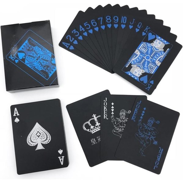 Oro Negro Cartas De PóKer Juego De PóKer Baraja Azul Plata Palo De PóKer PláStico MáGico Resistente A La Humedad Baraja De Cartas Magia Agua Regalo Coleccionar Uso PráCtico-image