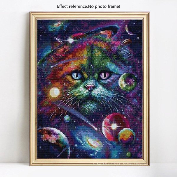 Pintura De Diamantes Animal Mosaico De PedreríA Bordado De Diamantes Gato Punto De Cruz 20X30CM-image