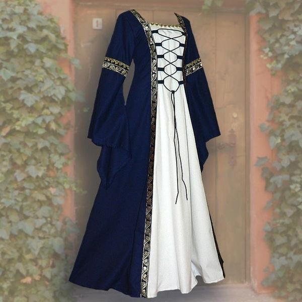 Moda Damska Vintage Celtycka Sukienka śRedniowieczna Z DłUgim RęKawem DłUgość PodłOgi Renesansowa Gotycka Sukienka Cosplay Kostium Na Halloween 5XL-image