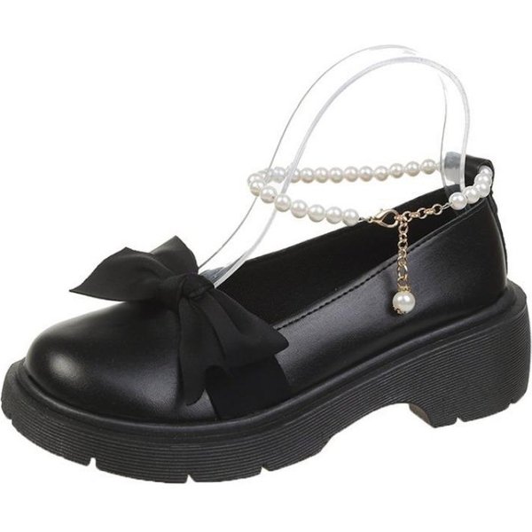 Zapatos De Plataforma Gruesa Mary Janes Para Mujer Sandalias De Verano Nuevas Cadena De Lazo Zapatos Para Mujer Oxford De Moda Zapatos Lolita 42 Negro-image