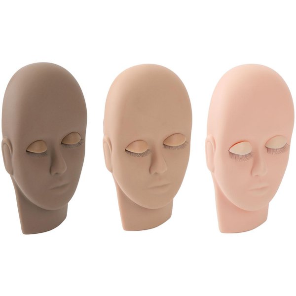 Kit De PráCtica De Extensiones De PestañAs 3 Colores Cabeza De Maniquí Para PestañAs 3 Pares PáRpados Removibles-image