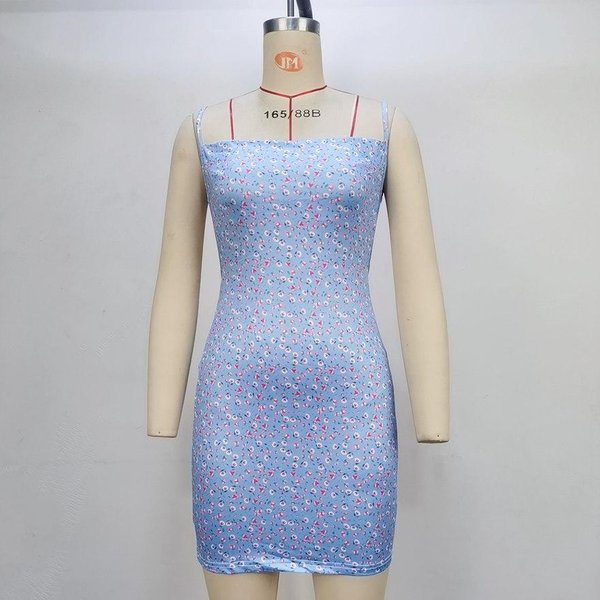 Vestido De Tirantes Sexy Ajustado Falda Corta Vestido De Nuevo Estilo Falda De Mujer L Azul-image