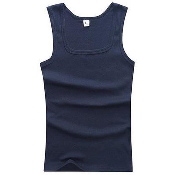 Chalecos Musculosos Para Hombre, Ropa Interior De AlgodóN, Camiseta Sin Mangas, Chaleco Muscular SóLido, Camisetas Interiores Con Cuello Cuadrado, Ropa De Gimnasia, Camisetas Sin Mangas Para Culturismo XXL Azul Marino-image
