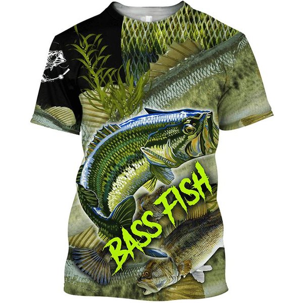 Nueva Tendencia Moda Calle Ocio Al Aire Libre Deportes Pesca ImpresióN 3D Ropa De Hombre Manga Corta Verano Suelta Fresca Camiseta Transpirable 6XL Black-image
