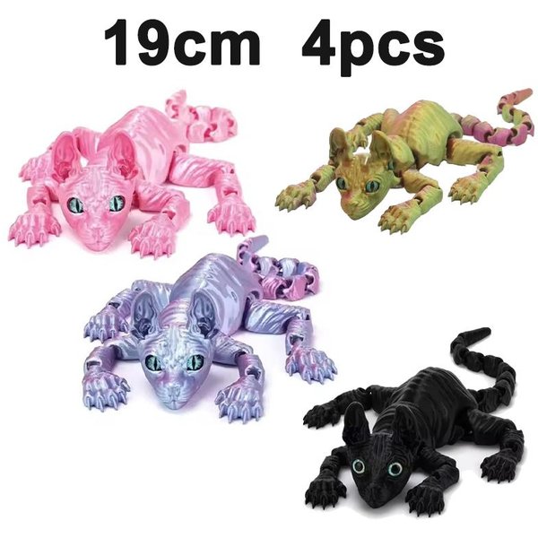 Drukowany 3D Kot Sfinks ZwierzęCa Zabawka Realistyczna BezwłOsa Figurka Stawiana Kot Zabawka Fidget MiłOśNicy KotóW Kolekcjoner Dekoracja Gra Imprezowa-image