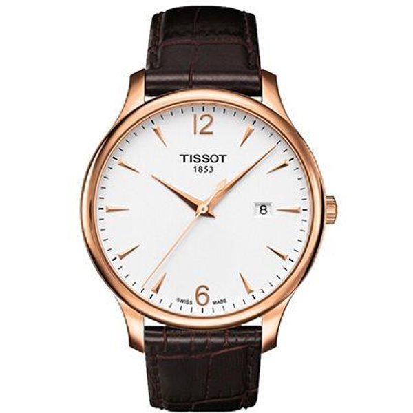 Tissot Seria Elegance Mechanizm Kwarcowy Modny Zegarek Wodoodporny 30M Koperta Ze Stali Nierdzewnej BiałA Tarcza SkóRzany Pasek T063.610.36.037.00 Regular Watch Box,Brown Strap White-image