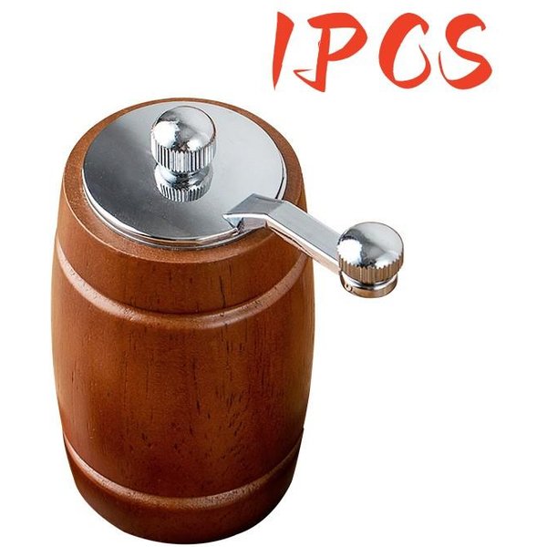 Zestaw MłYnkóW Do Pieprzu Creative Barrel Z Litego Drewna, RęCzny MłYnek Do Soli Morskiej I Czarnego Pieprzu, Gospodarstwo Domowe, Kuchnia, śWieżY MłYnek Do Czarnego Pieprzu Brown-image