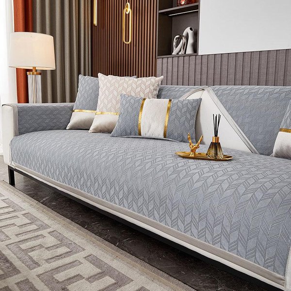 Funda De Sofá Chenilla Antideslizante Cuatro Estaciones Universal CojíN Para SofáS Para Sala De Estar GeometríA Hoja Funda De CojíN Para Sofá DecoracióN Del Hogar 70X70Cm 1Pcs-image