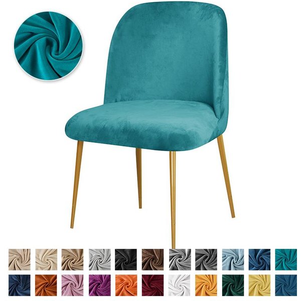 1/4/6 Piezas Funda EláStica Para Silla Pico De Pato Tela De Terciopelo Fundas Para Sillas De Comedor EláSticas Color SóLido Para El Hogar Sillas Con Respaldo Fundas 4Pcs Chair Cover-image