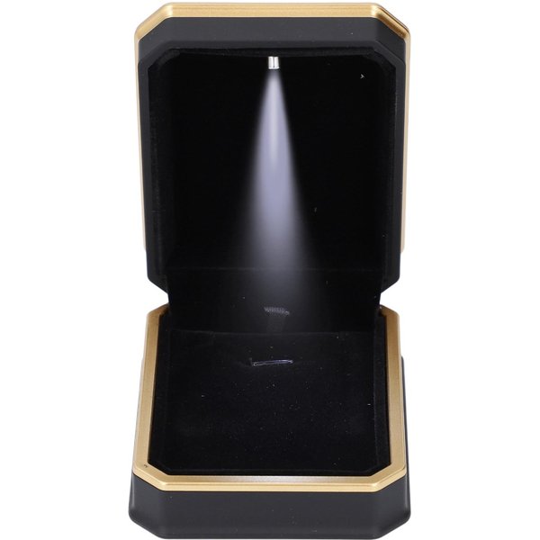 Caja De Collar Negra Escarchada Luz LED Interior De Terciopelo Almacenamiento Exhibidor Collar JoyeríA Colgante-image