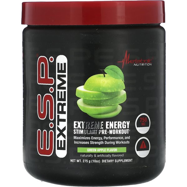 Metabolic Nutrition, Esesp Estimulante De EnergíA Extrema Suplemento Pre-Entrenamiento, Sabor Manzana Verde, 10 Oz (275 Gramos)-image