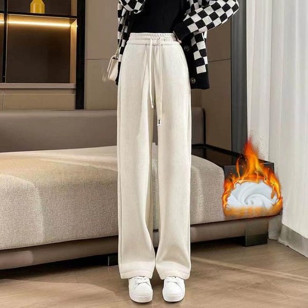 Pantalones Anchos Engrosados Para OtoñO E Invierno, Nuevos Holgados Y Casuales, Talla Grande Adelgazantes Deportivos Rectos Negros 3XL Gray-image