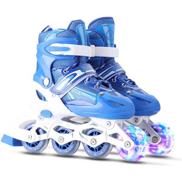 Patines En LíNea Iluminados Ajustables Con Ruedas Iluminadas Para NiñOs Y Adultos Para NiñAs Y NiñOs M Azul-image