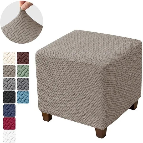 Funda EláStica Para Taburete Cuadrada Fundas EláSticas Para ReposapiéS Todo Incluido Anti-Polvo Fundas Deslizantes Para ReposapiéS Para Sala De Estar Otomana Jacquard-image