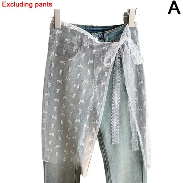 Falda De Gasa En Capas Con Encaje Streetwear Delantal Falda Envolvente Con Cordones Pantalones A Juego Chica Picante Apilada Falda Envolvente M-image