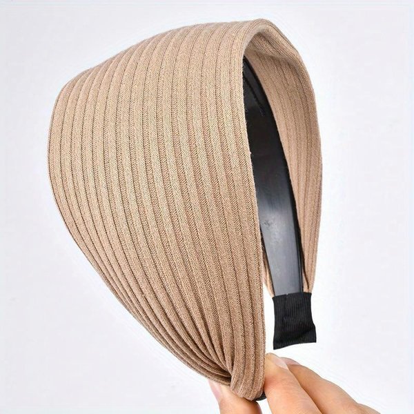 Diadema Antideslizante De Ala Ancha Aro Para El Pelo Para Mujer Diadema Sencilla Moda Temperamento Tocado Para Presionar El Pelo Beige-image