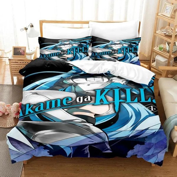 Anime Akame Ga Kill Esdeath Zestaw PośCieli ChłOpcy DziewczęTa Rozmiar Twin Queen Poszwa Na KołDrę Poszewka Na Poduszkę ŁóżKo Dzieci DorośLi Tekstylia Domowe 70X133Cm 2Pcs-image