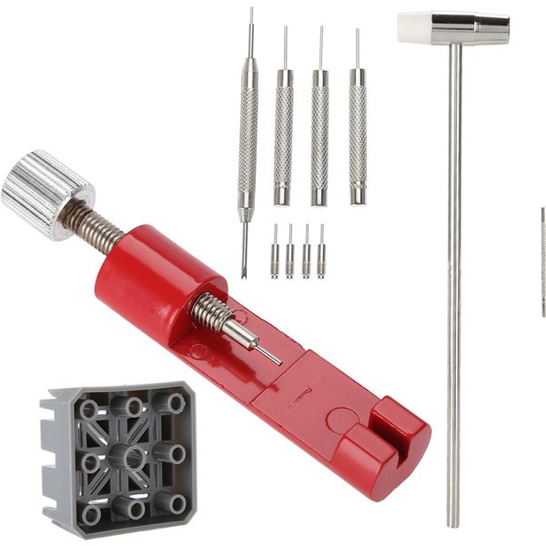 Juego De Herramientas Para ReparacióN De Relojes, Soporte Para Eslabones De Correa, Martillo Perforador, Extractor De Pasadores, Kit Para Reloj De Pulsera, Relojero Gray-image