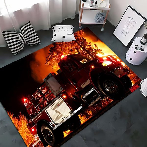 Druk 3D Dywan Gwizdek Wozu StrażAckiego, Mata Do Salonu Sypialni Pokoju DziecięCego MięKki I Wygodny Dywanik AntypośLizgowy Prezent ŚWiąTeczny 70X100Cm (28X39In)-image