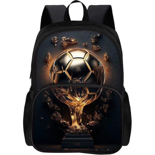 Mochila Deportiva De FúTbol Con Bolsillo Frontal Mochila De Estrella De FúTbol Mochilas Escolares Para NiñAs NiñOs Mochila Para Libros Mochila De Viaje Black-image