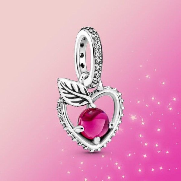 JoyeríA De Plata 925 Charm Blancanieves Colgante 7 Enanitos Manzana Roja Apto Para Pulsera De Moda Original Mujer Abalorio Regalo Pink-image