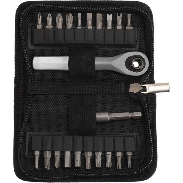 Mini Llave De Carraca MultifuncióN PortáTil Acero CRV Destornillador De Carraca De ÁNgulo Recto Con 20 Puntas-image