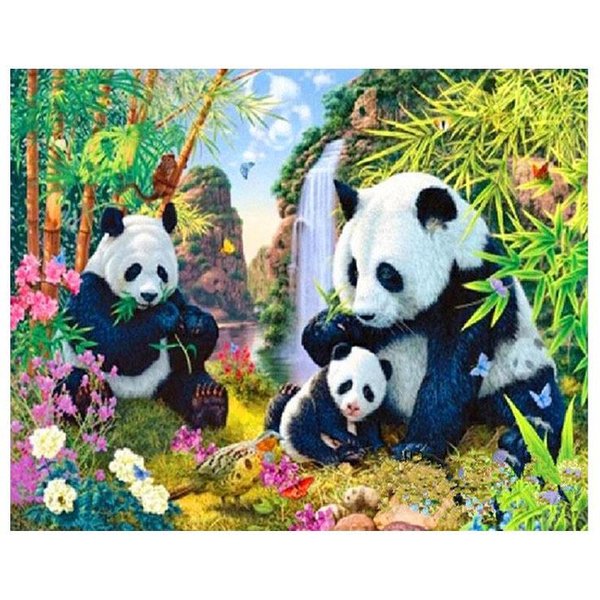 Diy Diamentowe Malowanie ZwierząT śCieg KrzyżYkowy Mozaika Haft Diamentowy śLiczna Panda RobóTki 20X30CM-image