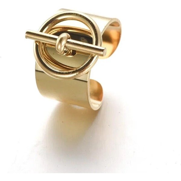 Anillo GeoméTrico De DiseñO Simple Con Temperamento De Moda, Anillos De Apertura Vintage Franceses, Regalo De JoyeríA Oro-image