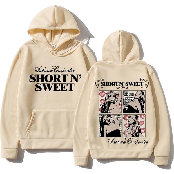 Sabrina Carpenter KróTka I SłOdka Bluza Z Kapturem MęSka Streetwear Estetyczna Casualowe Bluzy Unisex Jesień Zima Harajuku Bluzy Z Kapturem S Khaki-image