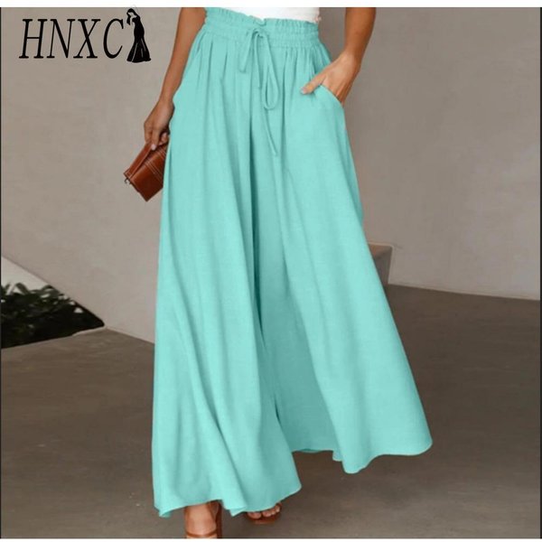 Pantalones Capri Casuales De Moda Para Mujer Hnxc Con Estampado De Color SóLido S Blue-image