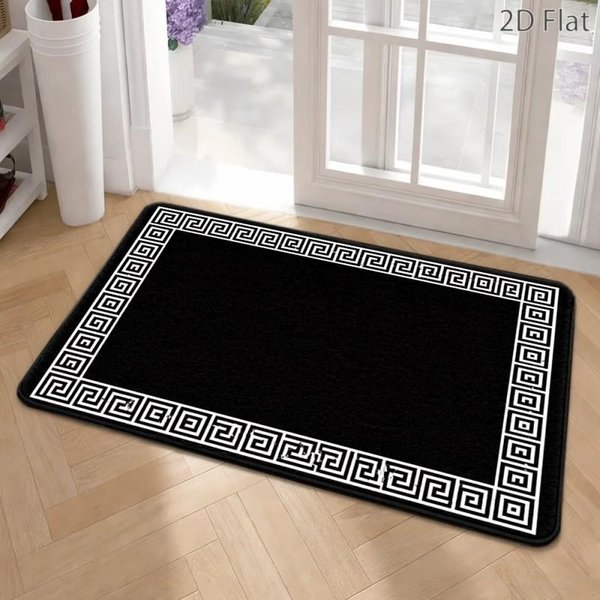 WzóR Grecki Mata Pod Drzwi AntypośLizgowa Czarno-BiałA KrawęDź Mata Powitalna Dywanik PodłOgowy Dywan Kuchenny Dywaniki Do Przedpokoju W Salonie 60X90Cm-image