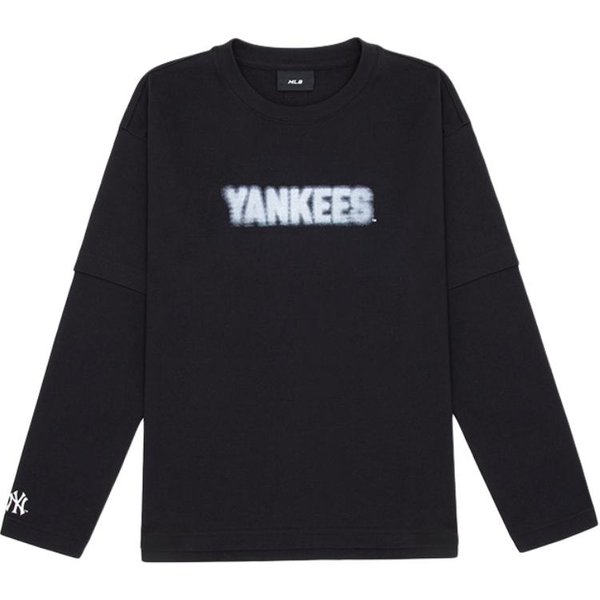 MLB New York Yankees SS25 Vintage Cuello Redondo Deportivo Falso Dos Piezas Camiseta De Manga Larga Unisex Tops 3ATSB0854-50BKS M White-image