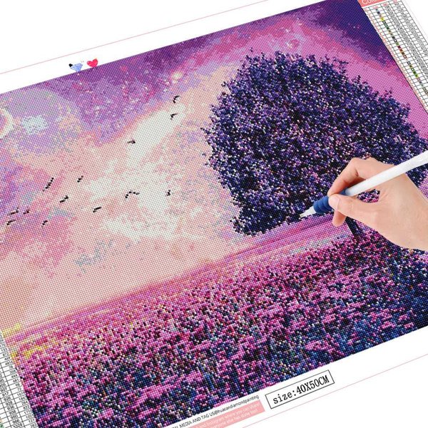 Pintura De Diamantes 5D ÁRbol Bordado De Diamantes Punto De Cruz Paisaje Diamante Redondo Completo 20X30-image