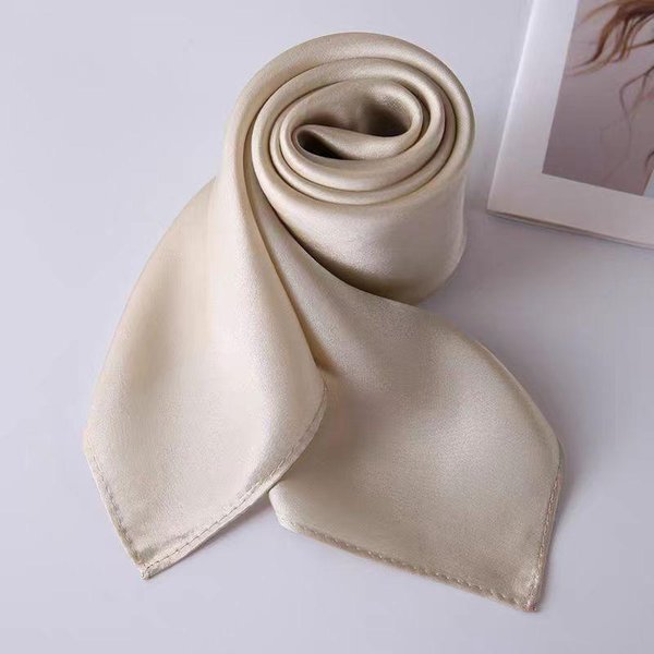 100% Jedwabny Szalik Damski GłAdki Foulard Wysokiej JakośCi Chusta Na GłOwę Kobieta Szal Owijka Kwadratowy Modny HidżAb Bandana Szaliki Y1966Yy-Real Silk 65X65Cm-image