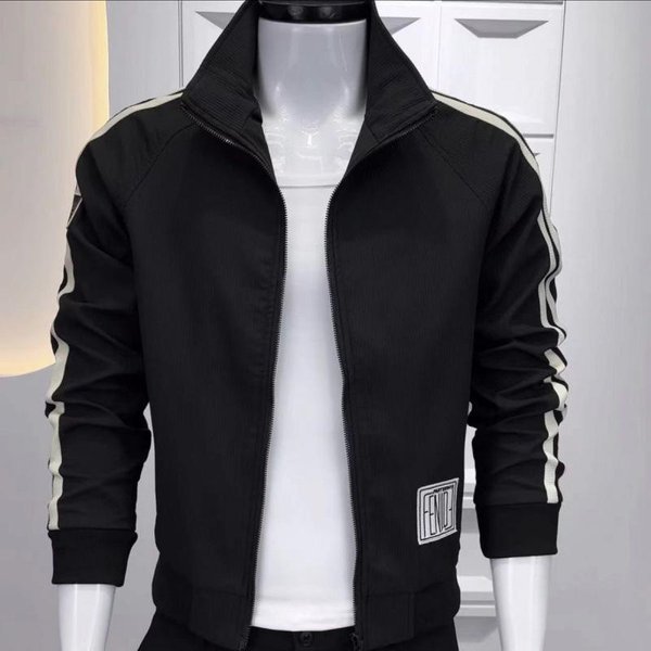 Nueva Chaqueta De Color Fina Ajustada Para Primavera Y OtoñO Ropa Exterior VersáTil Casual Para Hombre Chaqueta Con Cuello Alto 4XL Gray-image