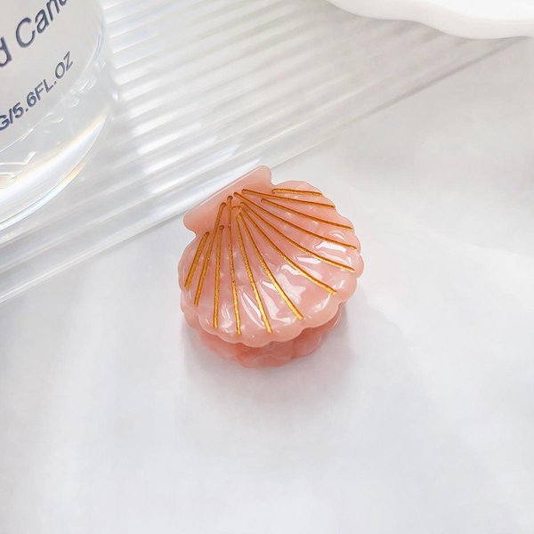 Pinzas Para El Pelo Con Forma De Concha, Horquillas Para El Pelo De Playa, Pasador De Acetato, Pinzas Para El Pelo Con Forma De Cangrejo, Accesorios Para El Pelo Color Rosa-image