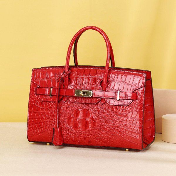 Bolso De Mujer De Alta Gama, Bolso De Hombro ÚNico, Bolso De Mano Moderno Con PatróN De Hueso De Cocodrilo, Bolso Cruzado Moderno Platino De Gran Capacidad Rojo-image
