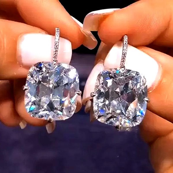 Huitan, Pendiente Colgante De Circonia CúBica Blanca De Lujo Para Mujer, Boda, Compromiso, Fiesta, Accesorios Elegantes Para Mujer, Nueva JoyeríA De Moda-image