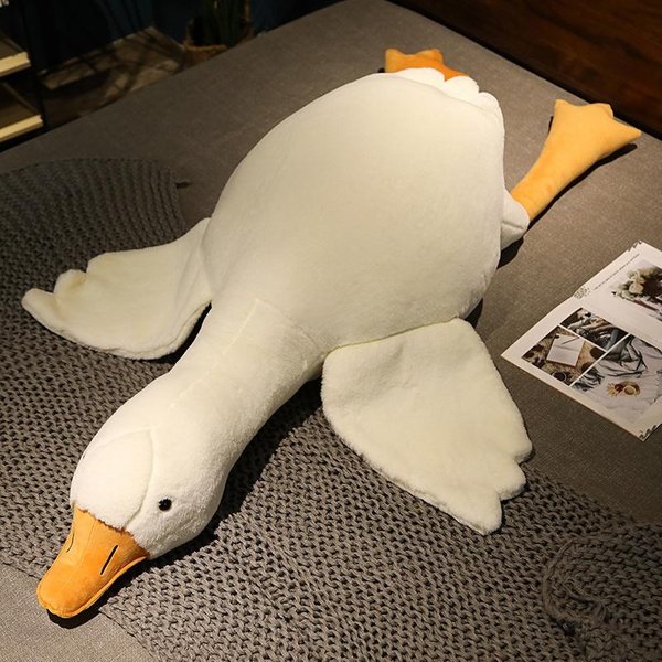 50-160 Cm DużE BrąZowe ZwierząTko Do Przytulania Kaczka Kawaii Gigantyczna Gęś Pluszowa Zabawka Poduszka Do Spania DużA MięKka Wypchana Lalka Prezent Na Imprezę Dla ChłOpca Dziewczynki 50Cm BiałY-image