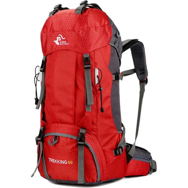 Darmowy Plecak Turystyczny Knight 60L Plecak Kempingowy Z Pokrowcem Przeciwdeszczowym, Lekki Plecak GóRski Outdoor 60L Czerwony-image
