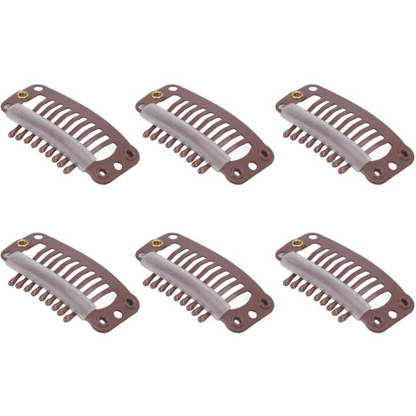 40 Piezas Clips Para Pelucas De Cabello Acero Inoxidable 9 Dientes Sujetan Firmemente Extensiones De Cabello Clip Para Extensiones 32Mm Medium Brown MarróN Medio-image