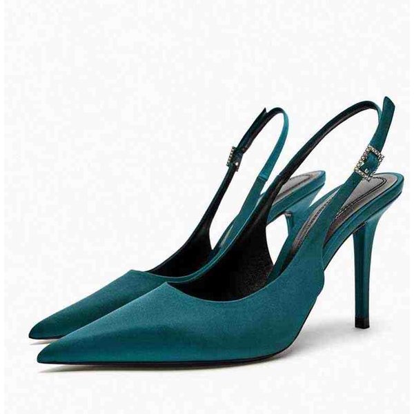 Verano Tacones Altos De Punta Sandalias De Mujer Moda Correa Al Tobillo Vestido De Fiesta Sandalias Zapatos 39 Verde-image