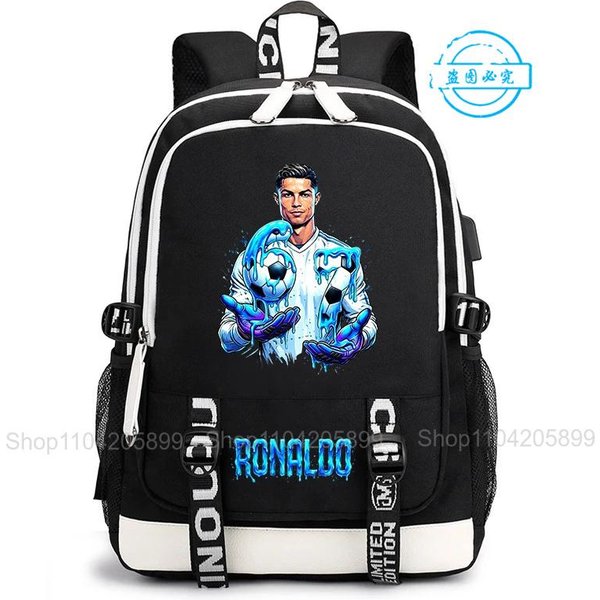 Plecak Cr7 Ronaldo 67 Nadruk Codzienny Mochila Dla Ucznia Nastolatka Torba Szkolna Codzienne PodróżE Rucksack Prezent Dla ChłOpca-image