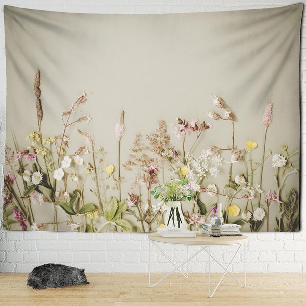 Tapiz De Flores Y Plantas Para Colgar En La Pared, Estilo Bohemio, PsicodéLico, Natural, Sencillo, Hippie, Para Dormitorio Y DecoracióN Del Hogar 275X180Cm-image